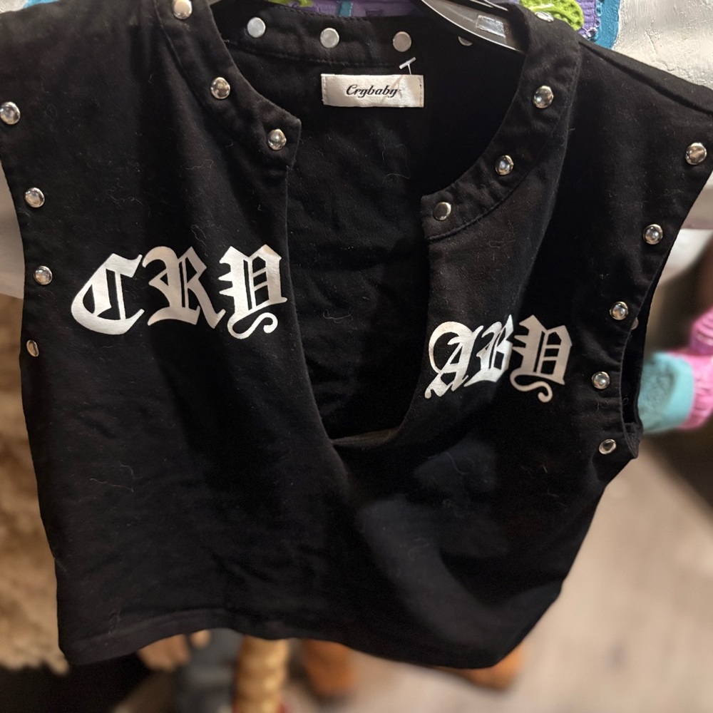 Black Studded Crop Top